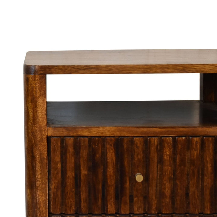 Mid-Century Modern Reeve Nightstand - Solid Mango Wood Bedside Table for Bedroom