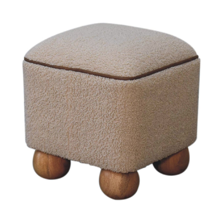 Serenity Footstool - Solid Mango Wood Accent Stool for Living Room - product view 7 showing handcrafted solid mango wood...