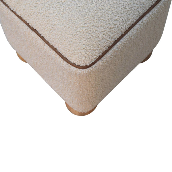 Serenity Footstool - Solid Mango Wood Accent Stool for Living Room - product view 6 showing handcrafted solid mango wood...