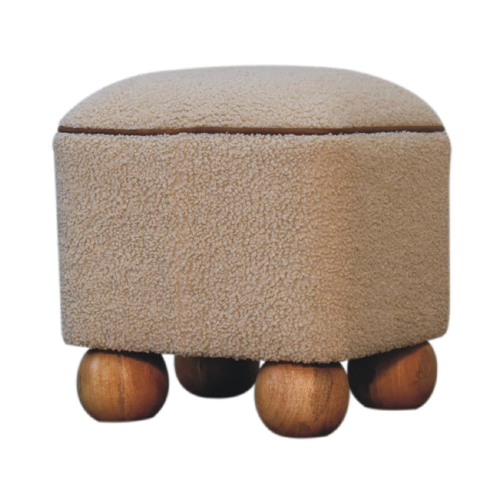 Serenity Footstool - Solid Mango Wood Accent Stool for Living Room - product view 4 showing handcrafted solid mango wood...
