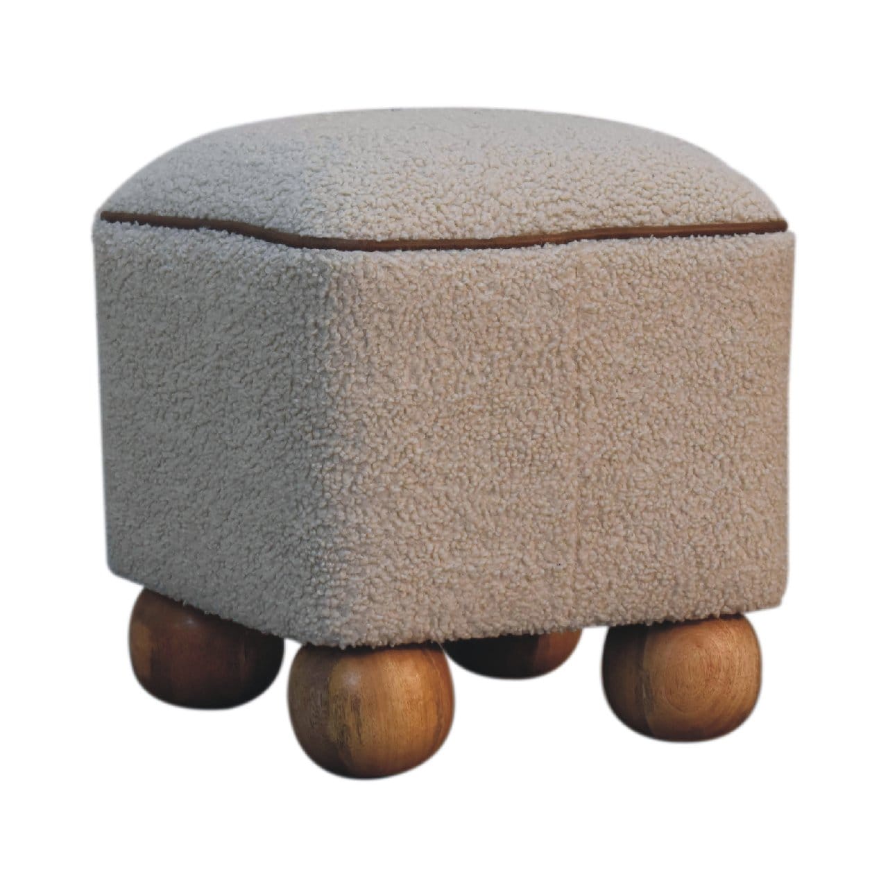 Serenity Footstool - Solid Mango Wood Accent Stool for Living Room - product view 3 showing handcrafted solid mango wood...