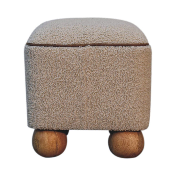 Serenity Footstool - Solid Mango Wood Accent Stool for Living Room - product view 2 showing handcrafted solid mango wood...