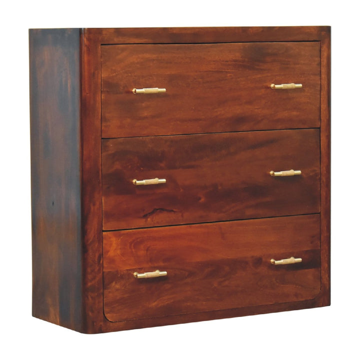 Mid-Century Modern Solid Wood Dresser - Solid Mango Wood Storage Chest for Bedroom - product view 4 showing handcrafted...