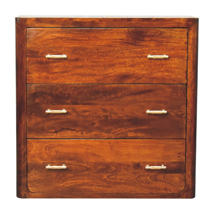 Mid-Century Modern Solid Wood Dresser - Solid Mango Wood Storage Chest for Bedroom - product view 2 showing handcrafted...