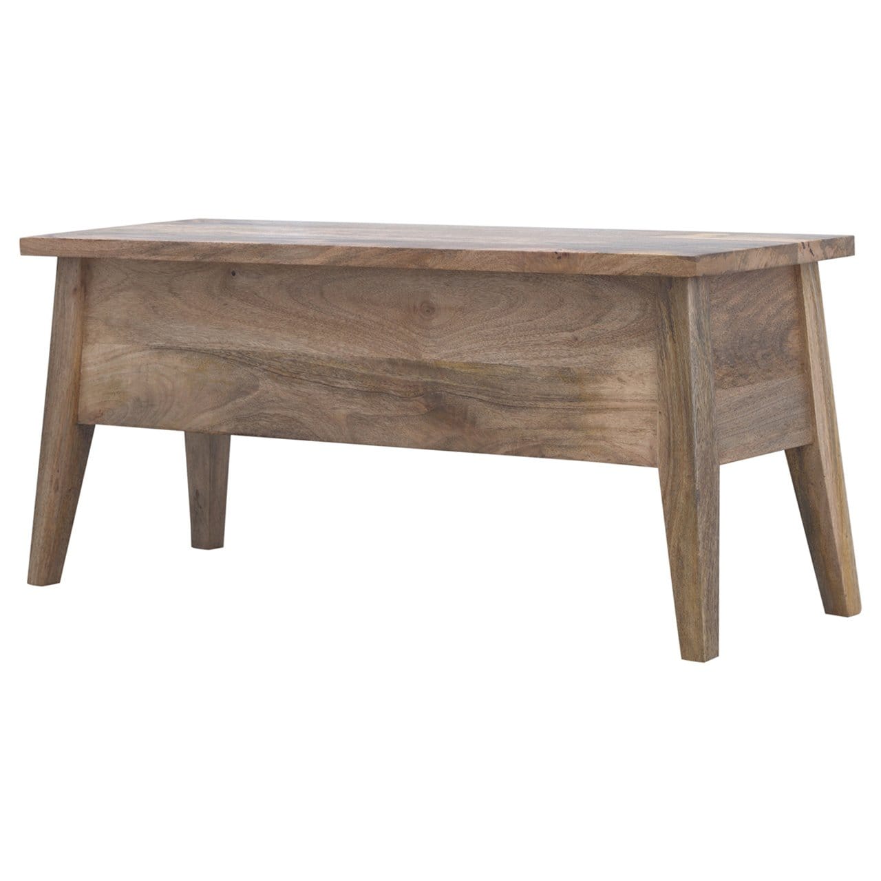 Solid Wood Lid Up Storage Bench - Solid Mango Wood Seating Furniture for Entryway - product view 4 showing handcrafted...