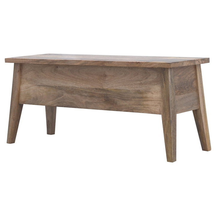 Solid Wood Lid Up Storage Bench - Solid Mango Wood Seating Furniture for Entryway - product view 4 showing handcrafted...