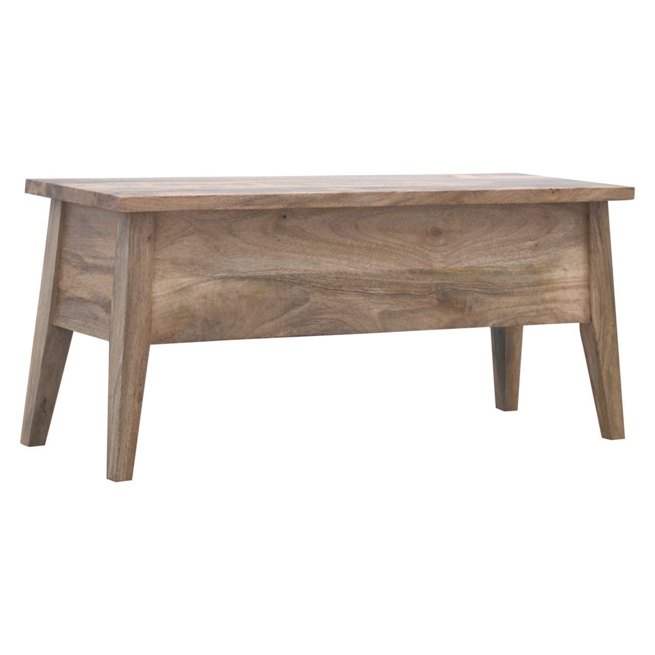 Solid Wood Lid Up Storage Bench - Solid Mango Wood Seating Furniture for Entryway - product view 3 showing handcrafted...