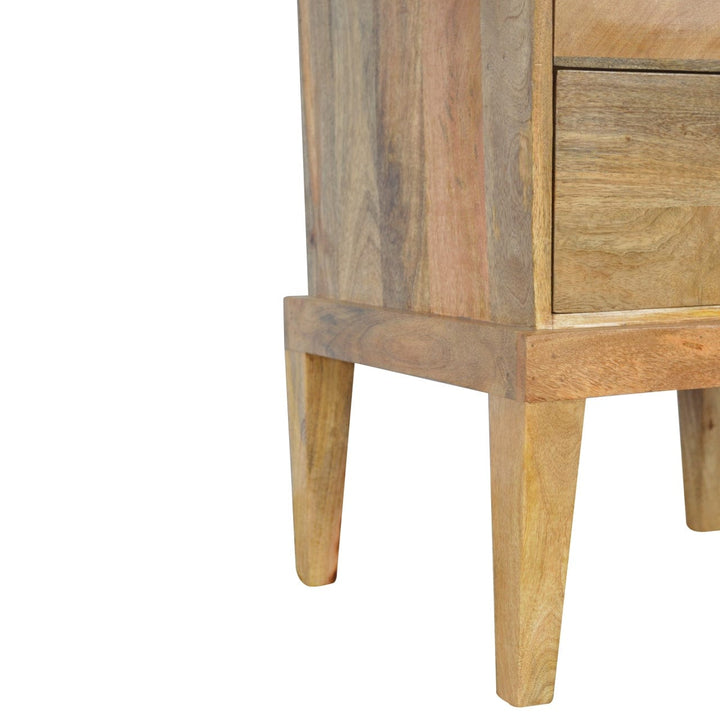 Mid-Century Modern Solid Wood Nightstand - Solid Mango Wood Bedside Table for Bedroom - product view 4 showing...