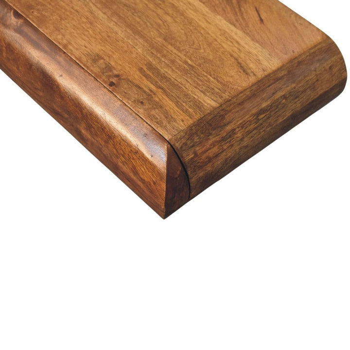 Rustic Solis Wall-Mounted TV Stand - Solid Mango Wood Entertainment Center for Living Room - product view 6 showing...