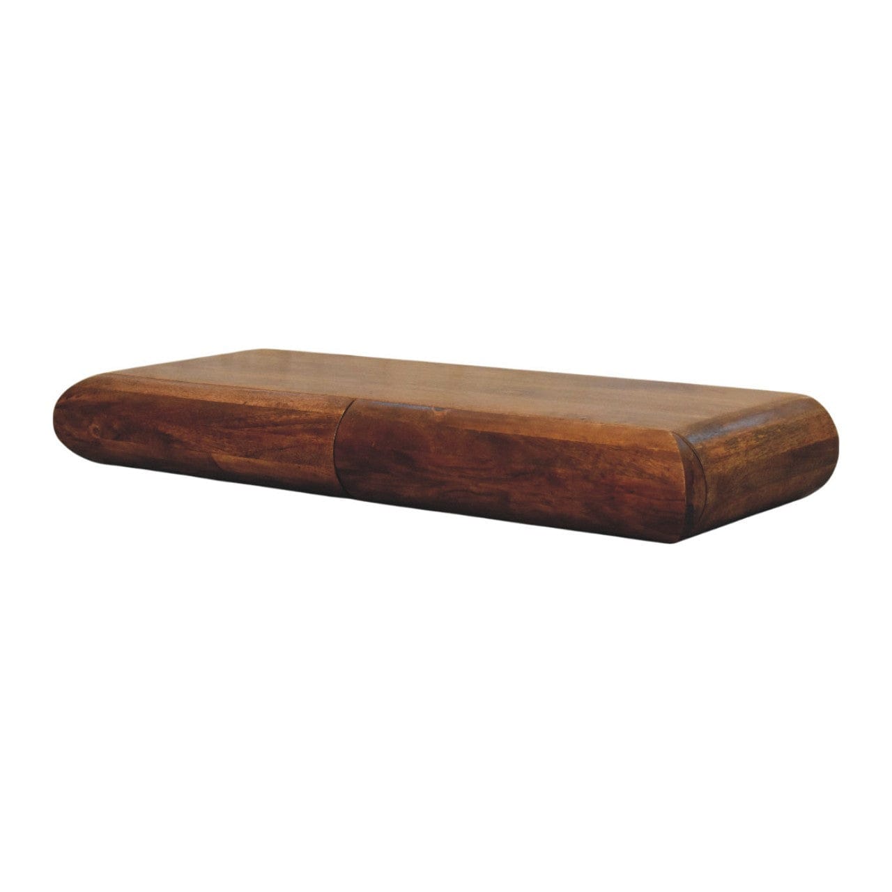 Rustic Solis Wall-Mounted TV Stand - Solid Mango Wood Entertainment Center for Living Room - product view 2 showing...