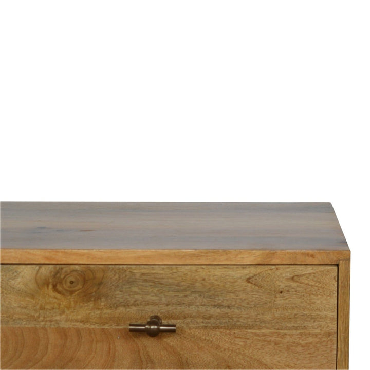 Mid-Century Modern T-Bar TV Stand - Solid Mango Wood Entertainment Center for Living Room - product view 3 showing...