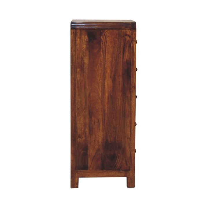 Mid-Century Modern Tallboy Dresser - Solid Mango Wood Storage Chest for Bedroom - product view 9 showing handcrafted...