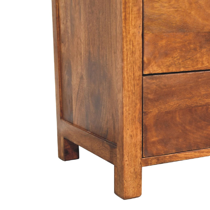 Mid-Century Modern Tallboy Dresser - Solid Mango Wood Storage Chest for Bedroom - product view 8 showing handcrafted...