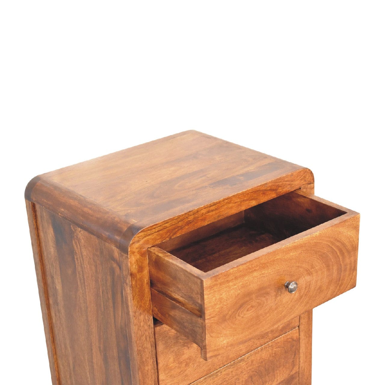 Mid-Century Modern Tallboy Dresser - Solid Mango Wood Storage Chest for Bedroom - product view 7 showing handcrafted...