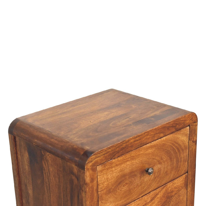 Mid-Century Modern Tallboy Dresser - Solid Mango Wood Storage Chest for Bedroom - product view 6 showing handcrafted...