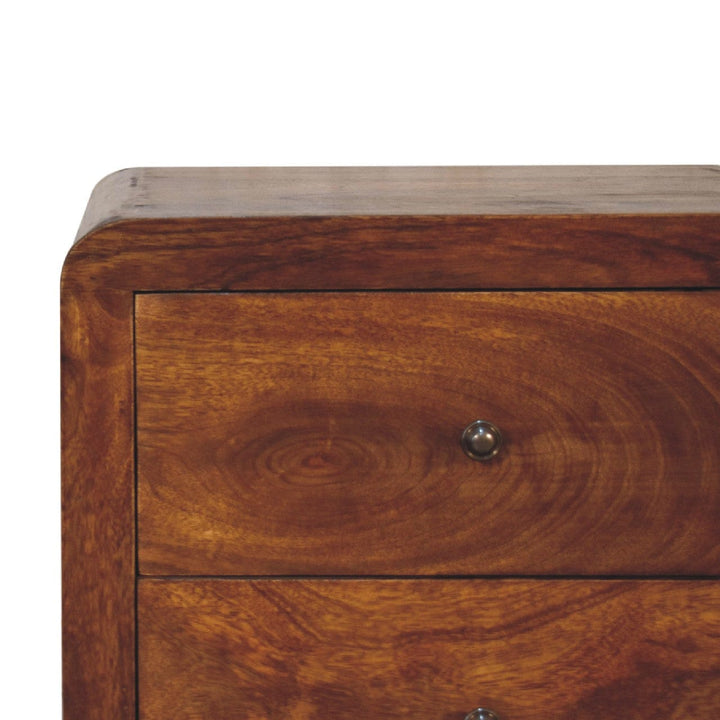 Mid-Century Modern Tallboy Dresser - Solid Mango Wood Storage Chest for Bedroom - product view 5 showing handcrafted...