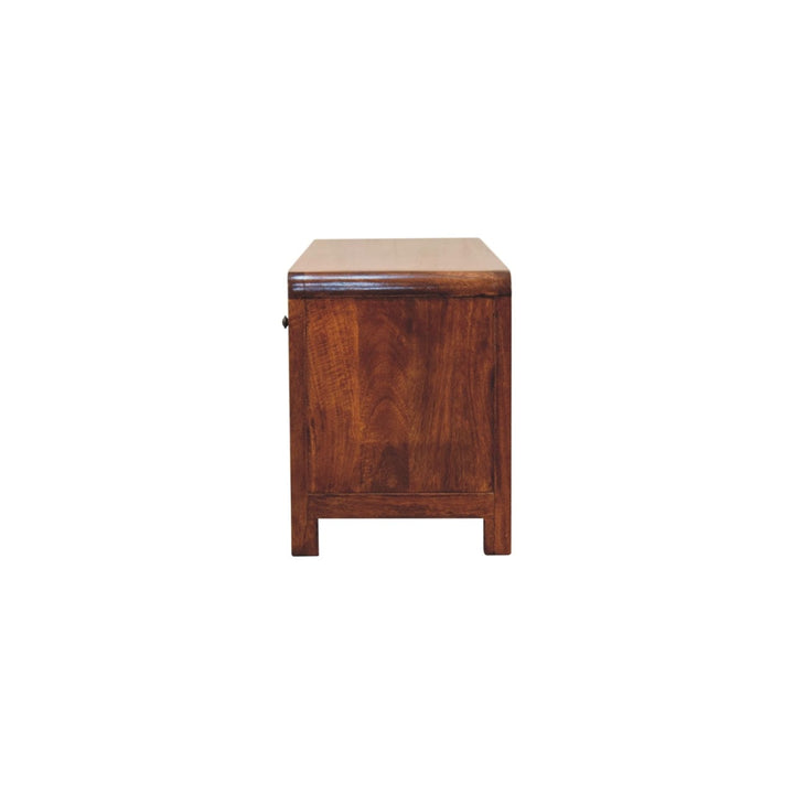 Mid-Century Modern TV Stand - Solid Mango Wood Entertainment Center for Living Room - product view 8 showing handcrafted...