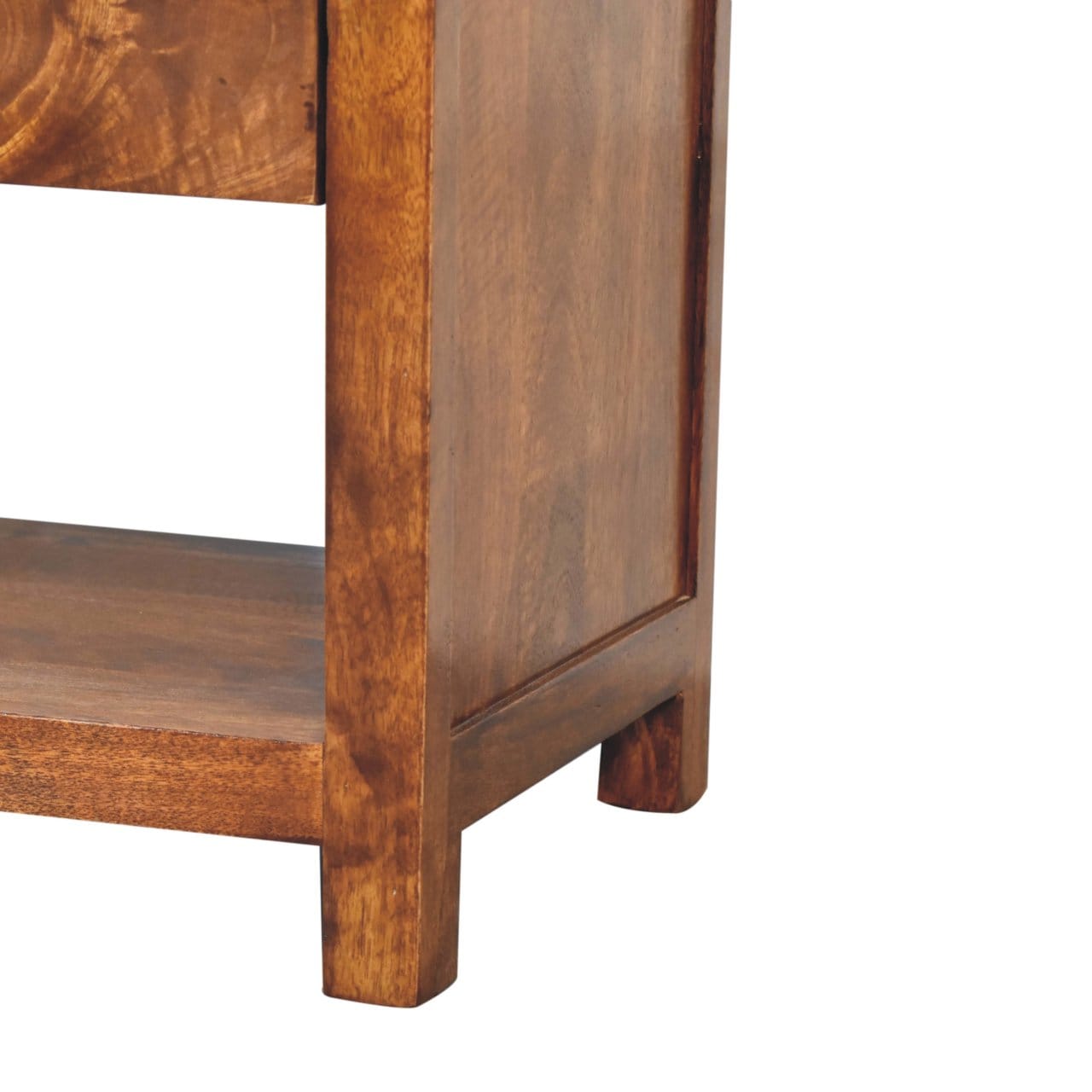 Mid-Century Modern TV Stand - Solid Mango Wood Entertainment Center for Living Room - product view 7 showing handcrafted...
