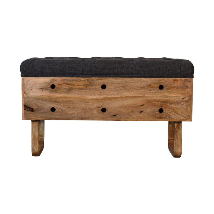 Mid-Century Modern 'U' Black Tweed Solid Woodapple Bench - Solid Mango Wood Seating Furniture for Entryway - product view...
