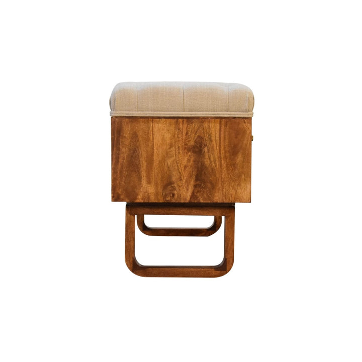 Mid-Century Modern 'U' Chestnut Bench - Solid Mango Wood Seating Furniture for Entryway - product view 9 showing...
