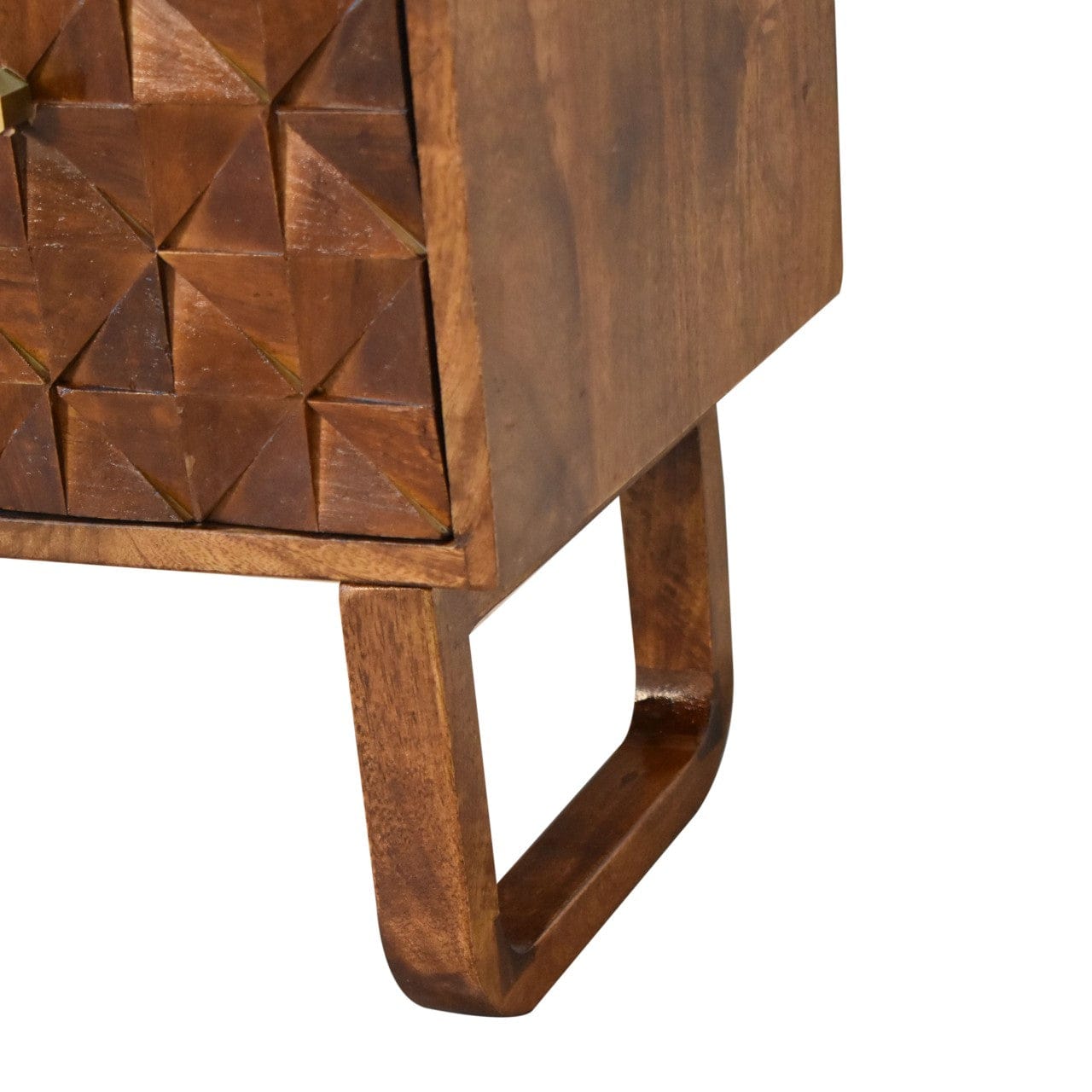 Mid-Century Modern 'U' Chestnut Bench - Solid Mango Wood Seating Furniture for Entryway - product view 8 showing...