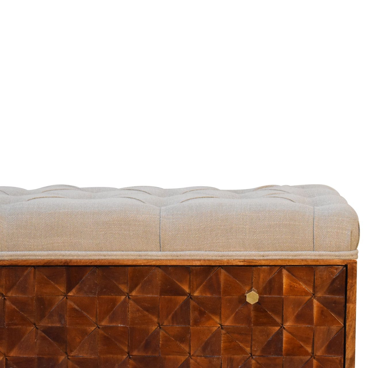 Mid-Century Modern 'U' Chestnut Bench - Solid Mango Wood Seating Furniture for Entryway - product view 5 showing...