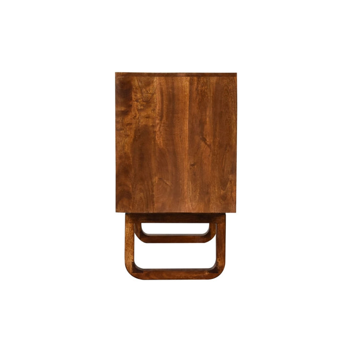 Mid-Century Modern U-Chestnut Sideboard - Solid Mango Wood Buffet Cabinet for Dining Room - product view 7 showing...