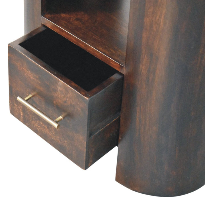 Valencia Nightstand - Solid Mango Wood Bedside Table for Bedroom - product view 5 showing handcrafted solid mango wood...
