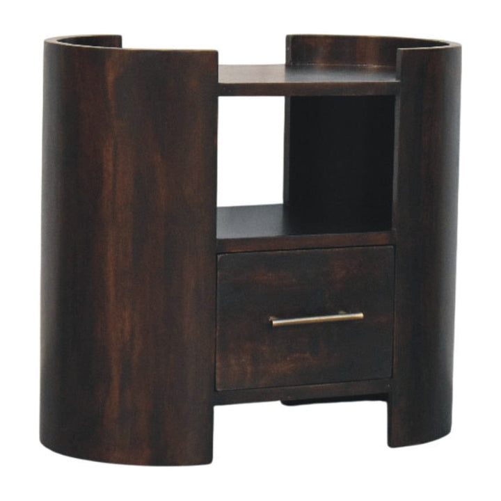 Valencia Nightstand - Solid Mango Wood Bedside Table for Bedroom - product view 2 showing handcrafted solid mango wood...