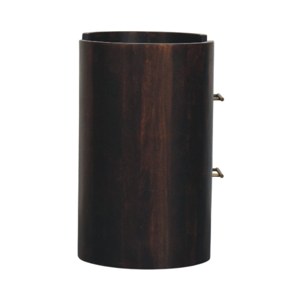Mid-Century Modern Velvet Mocha Curve Nightstand - Solid Mango Wood Bedside Table for Bedroom - product view 8 showing...