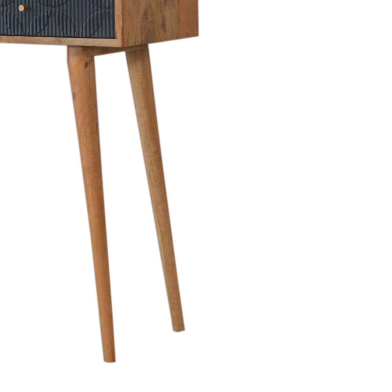 Milan Navy Console Table - Solid Mango Wood Hallway Console for Entryway - product view 6 showing handcrafted solid mango...