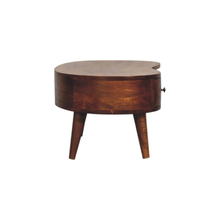 Mini Chesnut Wave Coffee Table - Solid Mango Wood Center Table for Living Room - product view 9 showing handcrafted solid...
