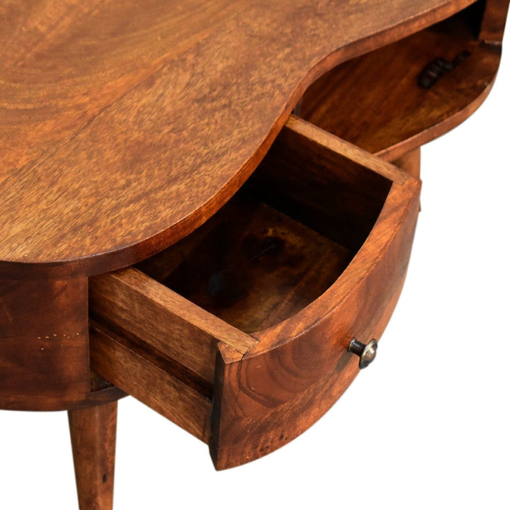 Mini Chesnut Wave Coffee Table - Solid Mango Wood Center Table for Living Room - product view 7 showing handcrafted solid...