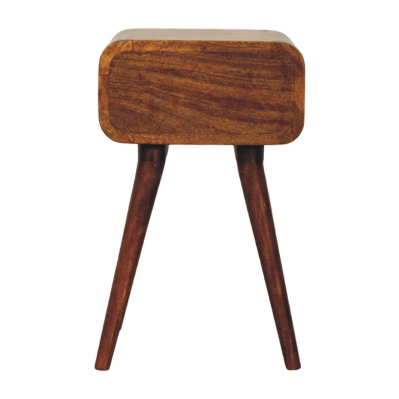 Mini Chestnut Nightstand - Solid Mango Wood Bedside Table for Bedroom - product view 9 showing handcrafted solid mango...