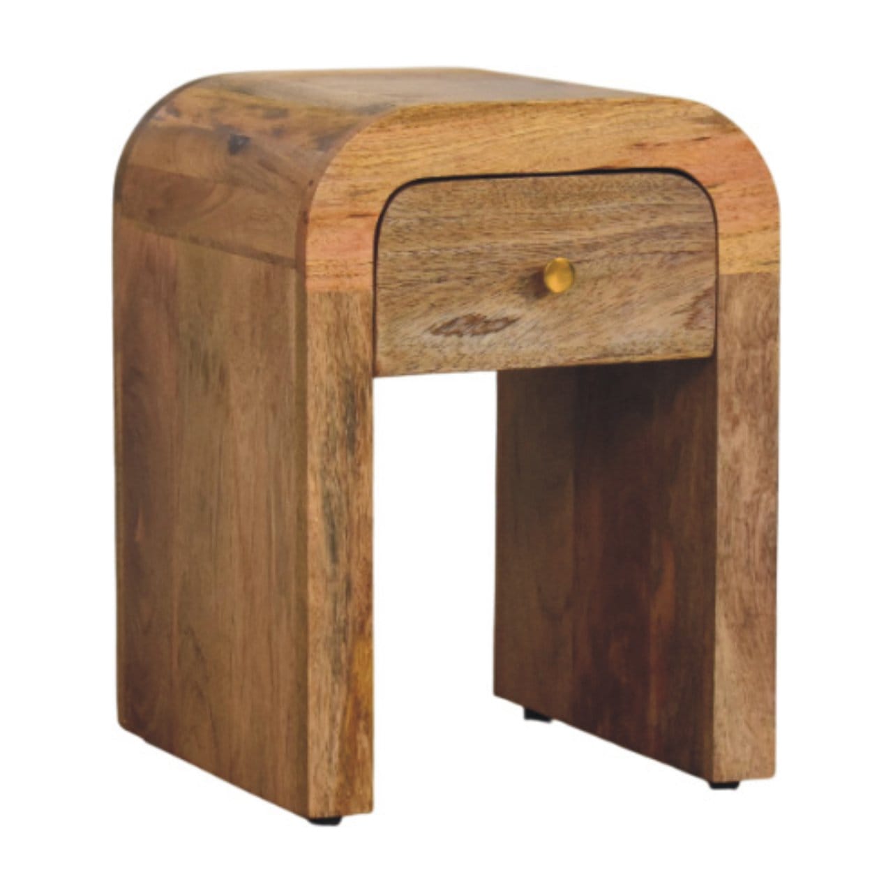 Mini Darcy Oak-ish Nightstand - Solid Mango Wood Bedside Table for Bedroom - product view 3 showing handcrafted solid...