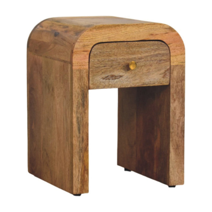 Mini Darcy Oak-ish Nightstand - Solid Mango Wood Bedside Table for Bedroom - product view 3 showing handcrafted solid...