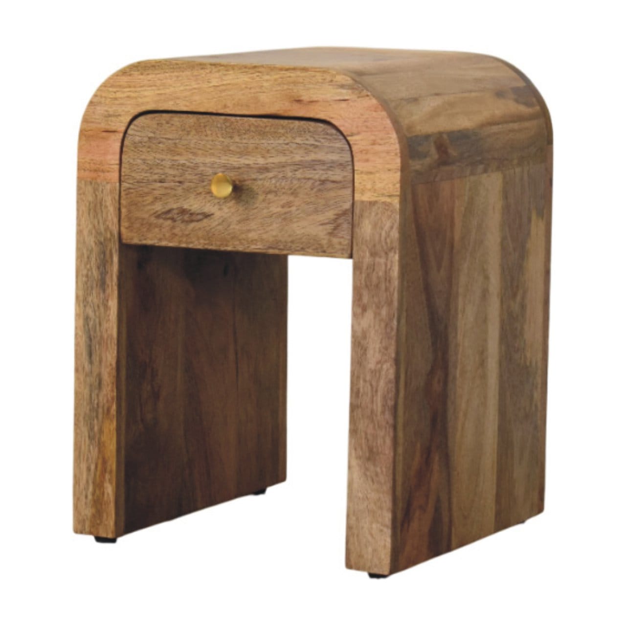 Mini Darcy Oak-ish Nightstand - Solid Mango Wood Bedside Table for Bedroom - product view 2 showing handcrafted solid...