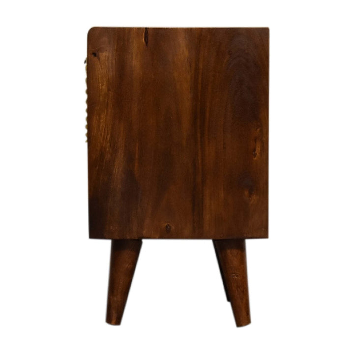Mini Gold 1 Drawer Nightstand - Solid Mango Wood Bedside Table for Bedroom - product view 9 showing handcrafted solid...