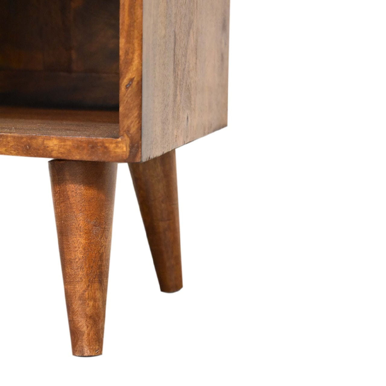 Mini Gold 1 Drawer Nightstand - Solid Mango Wood Bedside Table for Bedroom - product view 8 showing handcrafted solid...