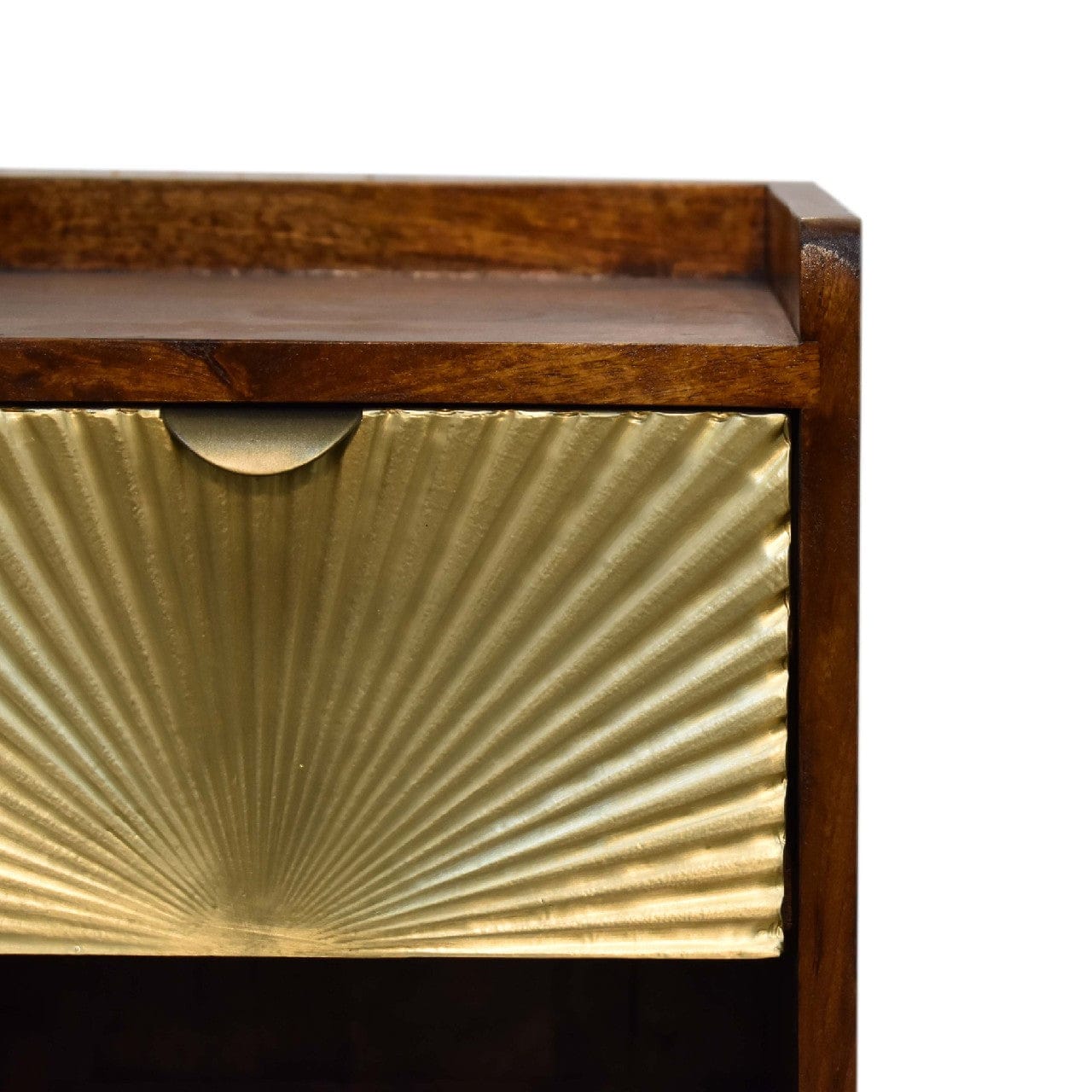 Mini Gold 1 Drawer Nightstand - Solid Mango Wood Bedside Table for Bedroom - product view 5 showing handcrafted solid...