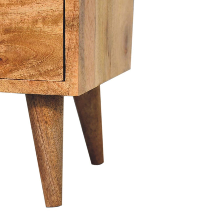 Mini Oak-ish Classic Open Nightstand - Solid Mango Wood Bedside Table for Bedroom - product view 8 showing handcrafted...