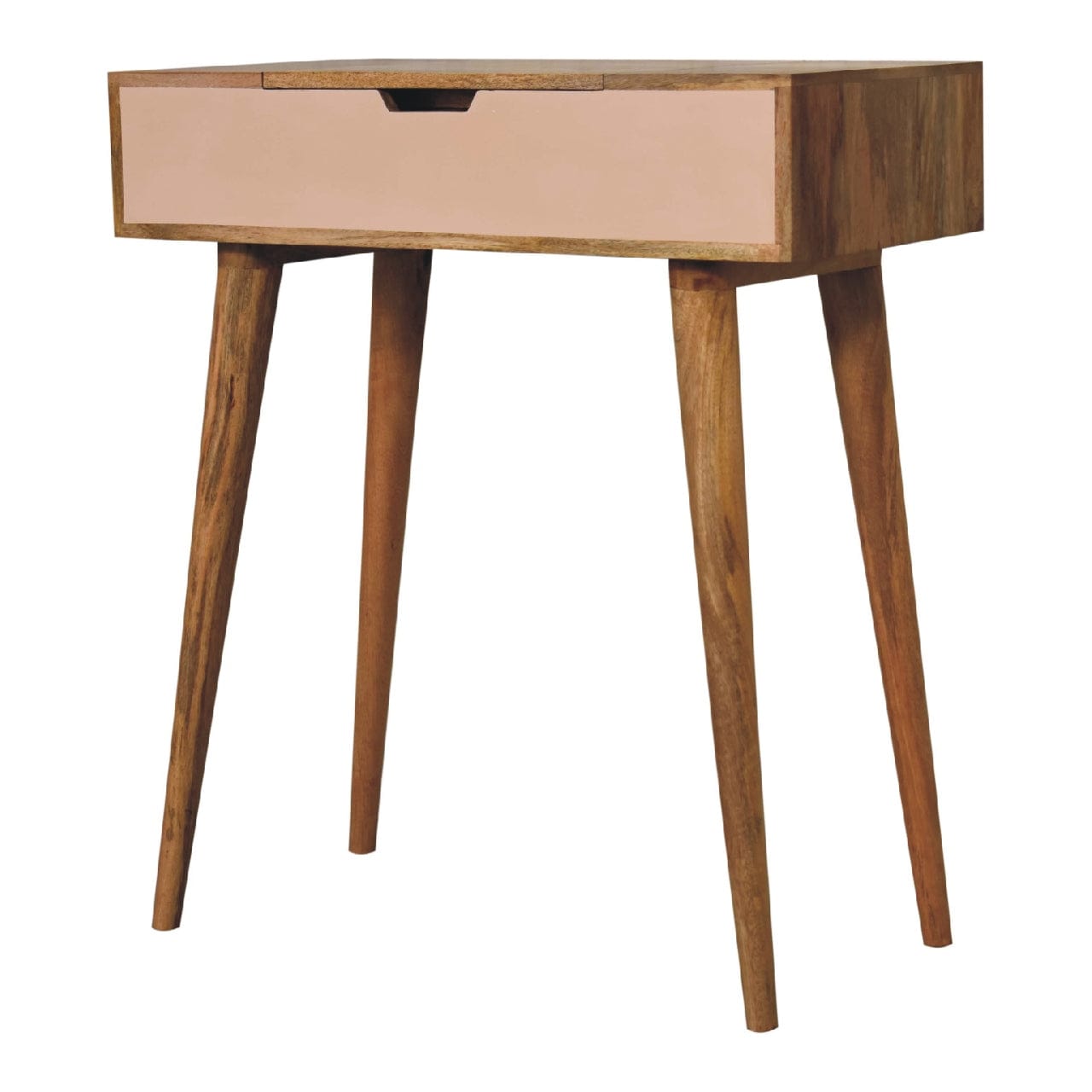 Mini Pink Dressing Table - Solid Mango Wood Vanity Table for Bedroom - product view 4 showing handcrafted solid mango...