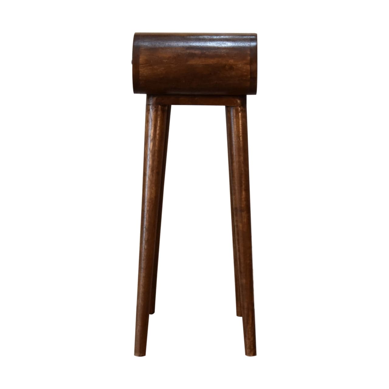 Mini Round Chestnut Console Table - Entryway & Hallway Table in Solid Mango Wood - product view 9 showing handcrafted...
