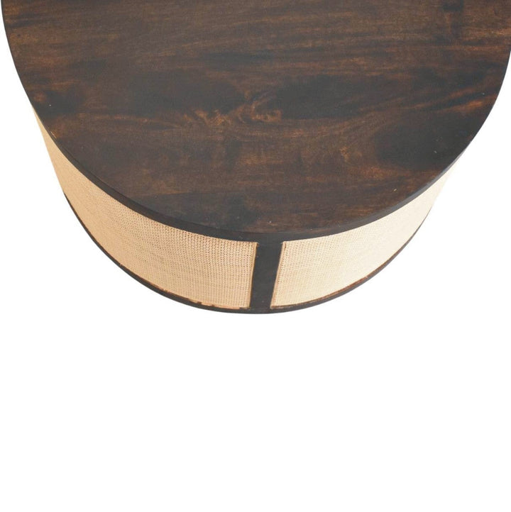 Monaco Round Rattan Coffee Table - Solid Mango Wood Center Table for Living Room - product view 6 showing handcrafted...