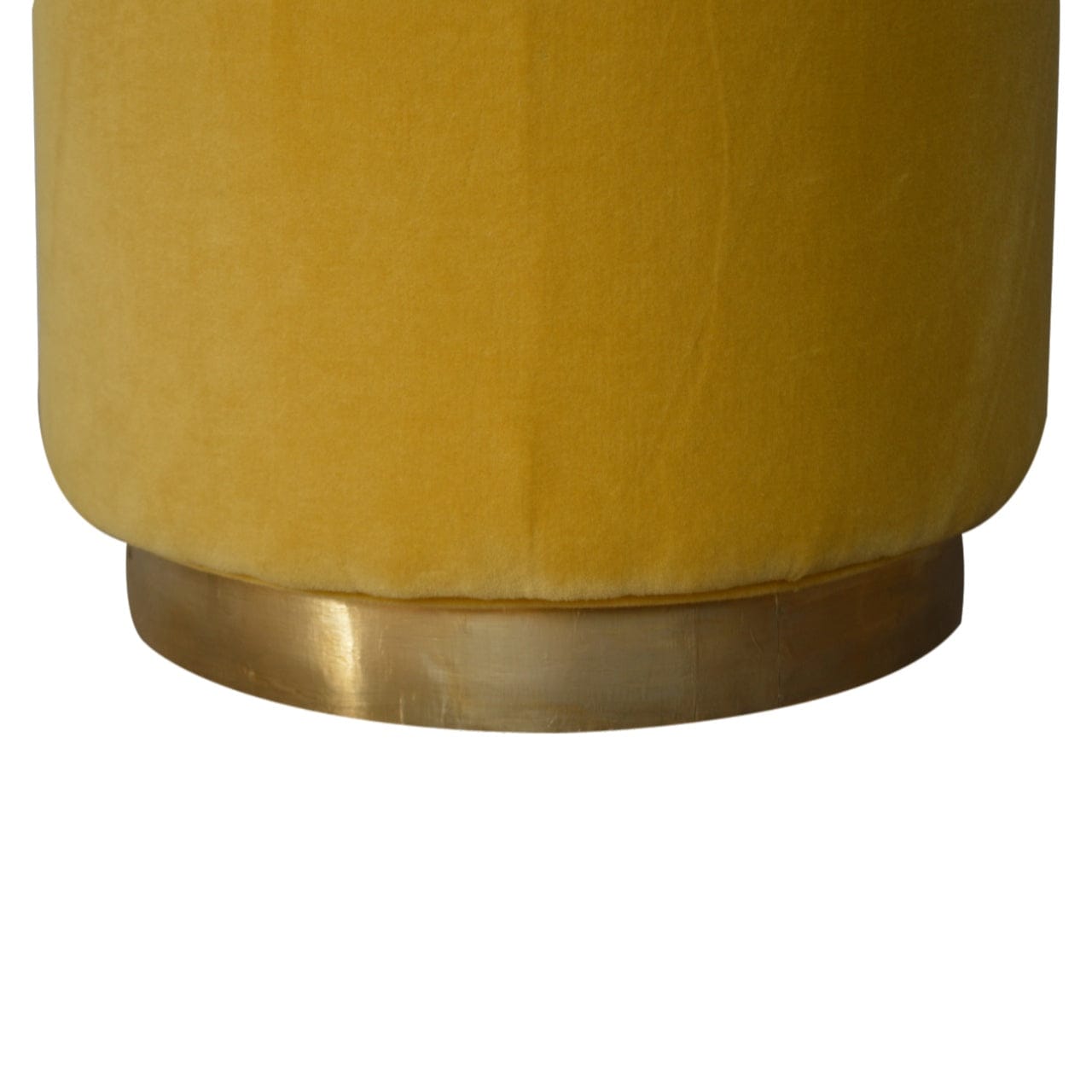 Mustard In818 Velvet Footstool - Solid Mango Wood Accent Stool for Living Room - product view 5 showing handcrafted solid...