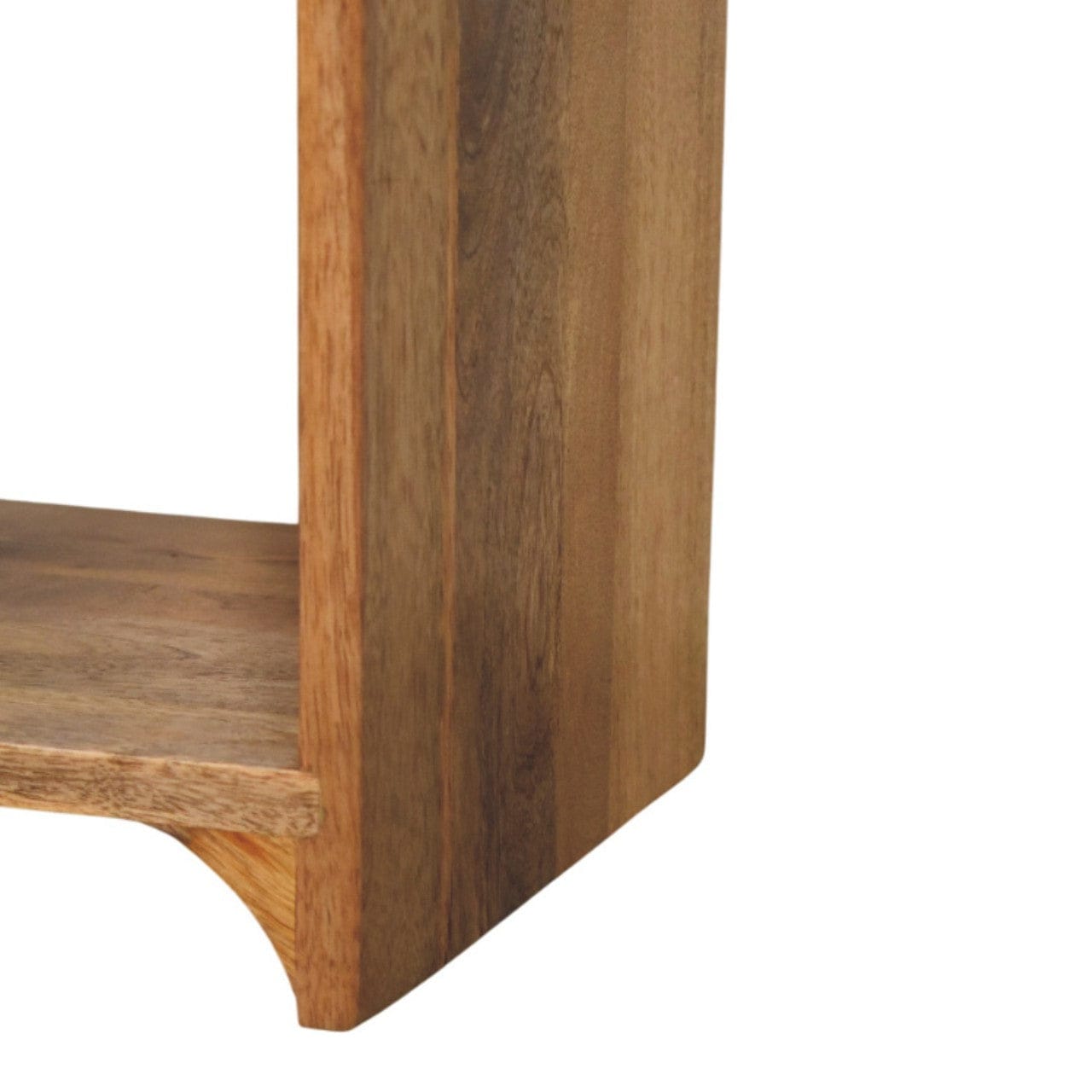 Newton Mini Oak-ish Nightstand - Solid Mango Wood Bedside Table for Bedroom - product view 7 showing handcrafted solid...