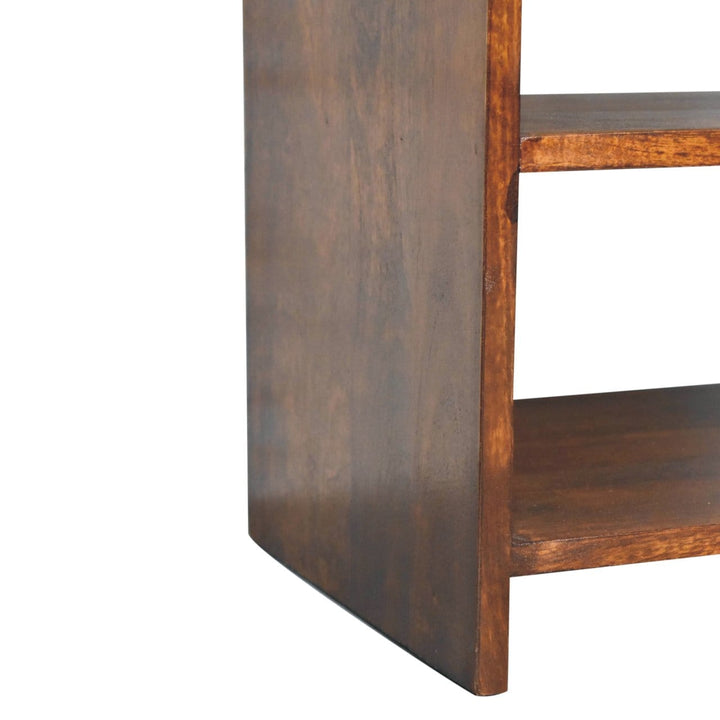 Aspen Open Nightstand - Solid Mango Wood Bedside Table for Bedroom - product view 8 showing handcrafted solid mango wood...