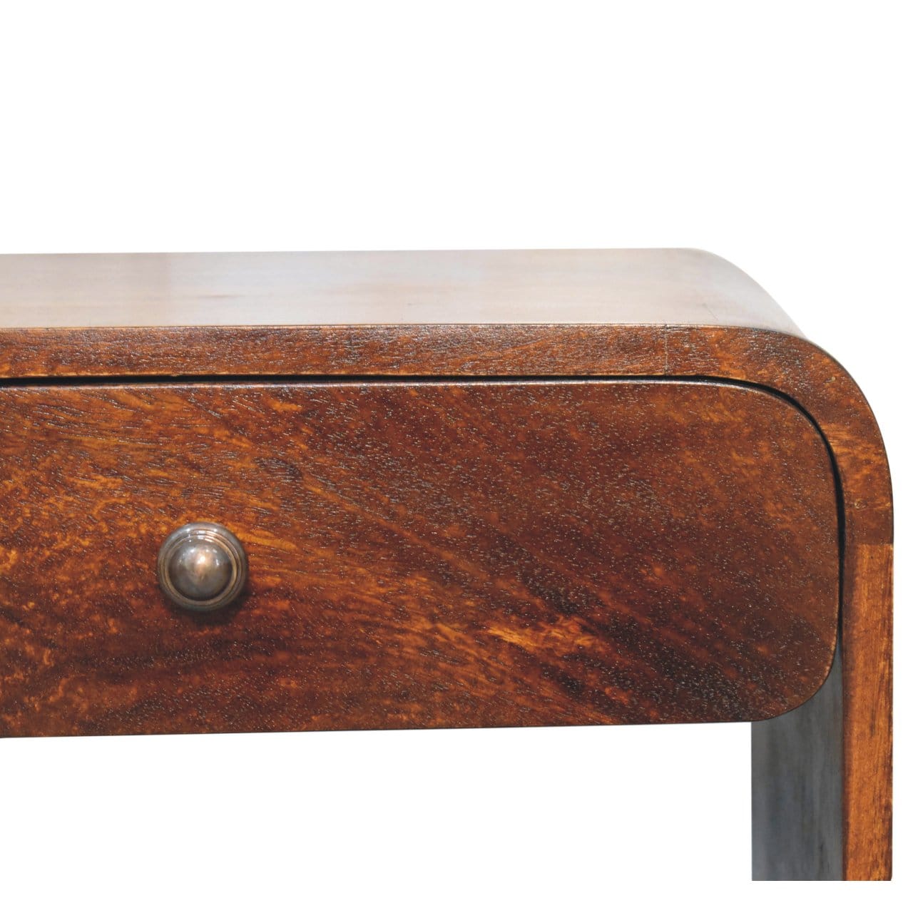 Aspen Open Nightstand - Solid Mango Wood Bedside Table for Bedroom - product view 5 showing handcrafted solid mango wood...