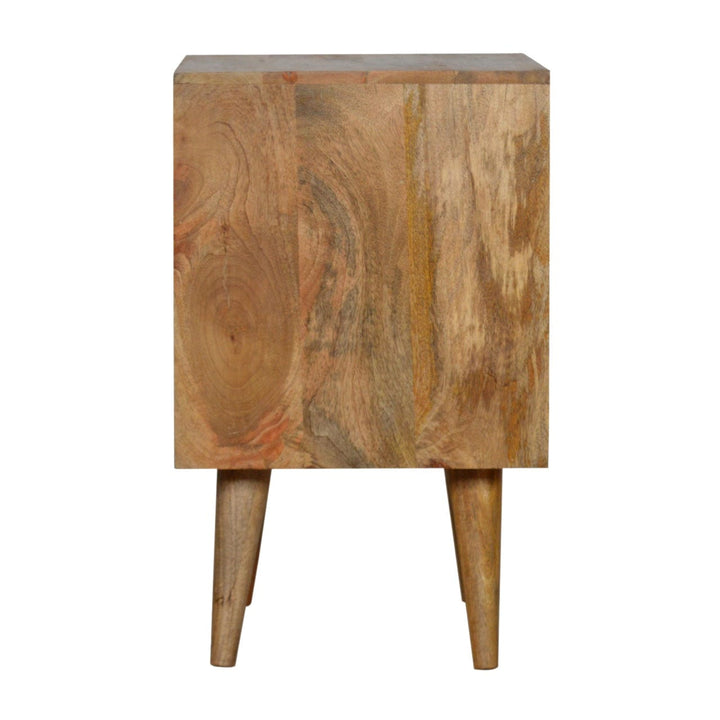 Assorted Oak-ish Nightstand - Solid Mango Wood Bedside Table for Bedroom - product view 7 showing handcrafted solid mango...