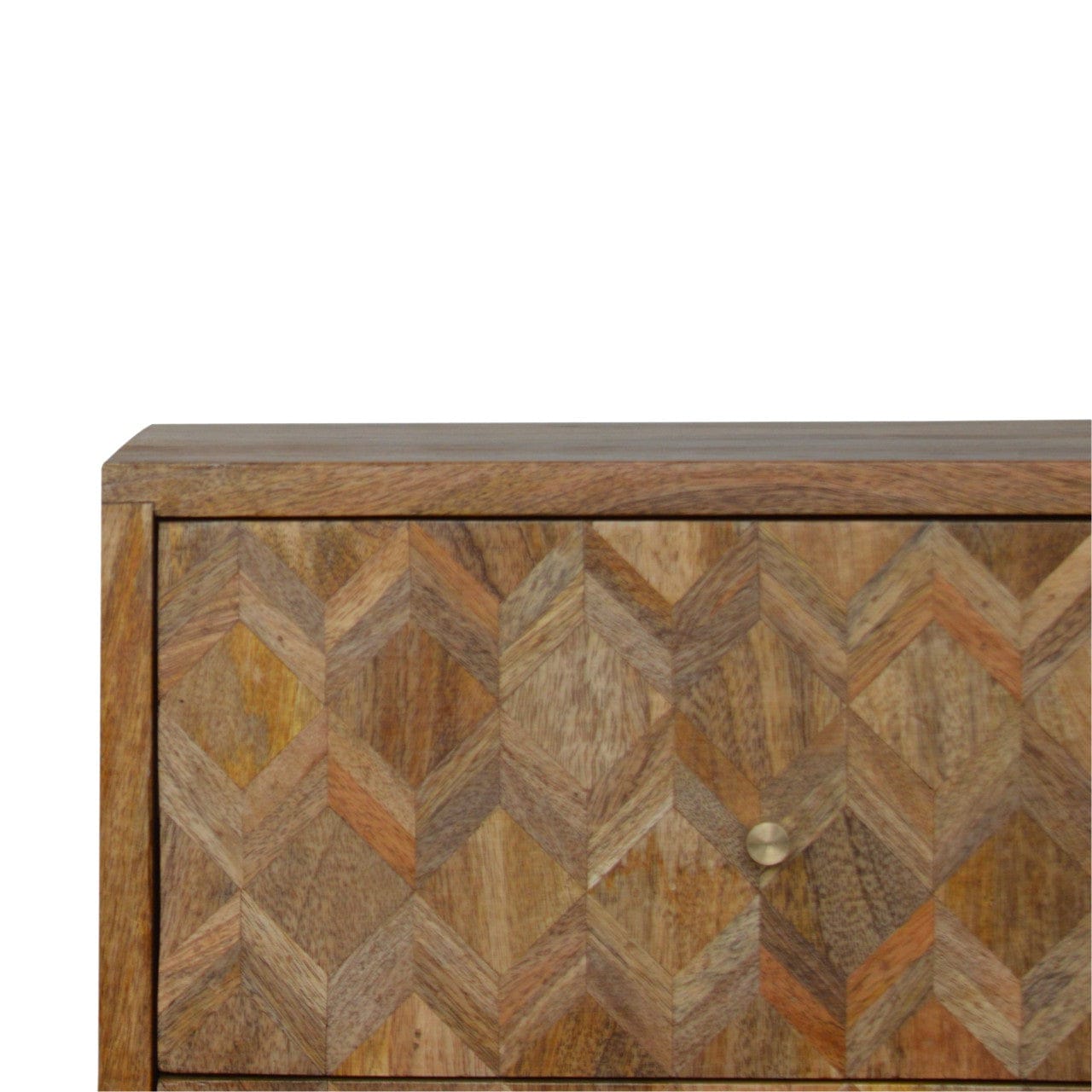 Assorted Oak-ish Nightstand - Solid Mango Wood Bedside Table for Bedroom - product view 4 showing handcrafted solid mango...